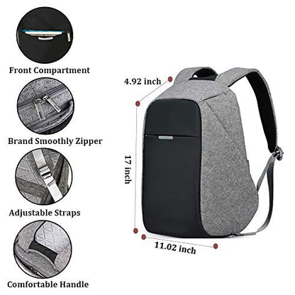oscaurt Anti Theft Backpack 15.6 Inch Laptop Travel Backpack with Hidden Zipper and USB Charging Port Waterproof Business Computer Bag for Men & Women - color: Dark Grey