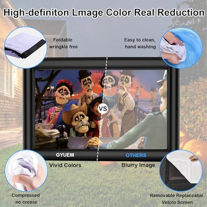 GYUEM 20 feet Inflatable Portable Projector Movie Screen - Huge Air-Blown Cinema Projection Screen Package with Rope, Blower,Tent Stakes - Front & Rear Projection,for Outdoor Party Backyard Pool Fun - size: 20FT