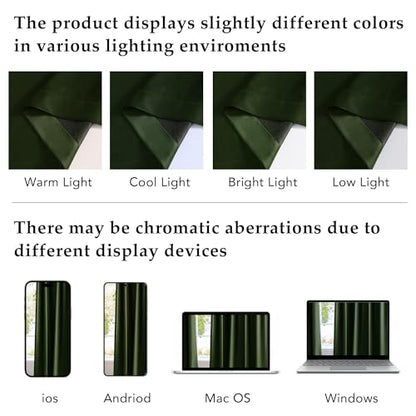 NICETOWN Olive Green Velvet Blackout Curtains 84" Long, 52" Wide, 2 Panels - color: Olive Green, size: 52"W x 84"L (Pack of 2)