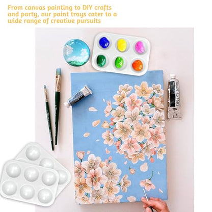 Paint Tray Palettes Plastic Paint Pallets for Kids or Students Watercolor Palette Painting Tray for Painting Party, DIY Craft and Art Painting (50)
