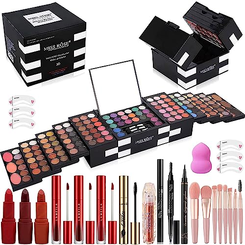 148 Colors Makeup Pallet,Professional Makeup Kit for Women Full Kit,All in One Makeup Sets for Women&Beginner,include Eyeshadow,Lipstick,Eyeliner,Concealer,makeup brush(045 Set-Black) - color: 045 set