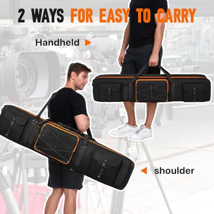 Tripod Carrying Case,50 Inch Tripod Light Stand and Photography Lighting Kit Bag,Photo Studio Equipment Large Carrying Bag with Removable Padding,for Tripods,Monopods,Speaker Stands,Mic Stand - size: 50*9.8*9.6in