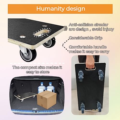 Furniture Dolly 4 Wheels, 22 x 11 inch, Furniture Movers, Two Packs of 1100 lb Load Capacity Heavy Duty Wood Dolly, Moving Dolly with Silent Wheels for Furniture, Piano, Couch, Refrigerator - size: Rectangle Furniture Dolly with TPR Wheels