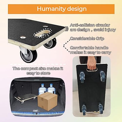Furniture Dolly 4 Wheels, 22 x 11 inch, Furniture Movers, Two Packs of 1100 lb Load Capacity Heavy Duty Wood Dolly, Moving Dolly with Silent Wheels for Furniture, Piano, Couch, Refrigerator - size: Rectangle Furniture Dolly with TPR Wheels