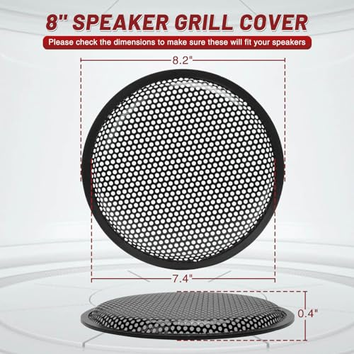 8 Inches Speaker Grill Cover: Metal Round Hole Subwoofer Grill Cover Protector, Car Audio Speaker Grill Cover(Pack of 2)