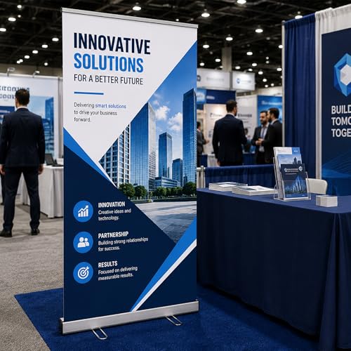 Heavy Duty Retractable Banner Stand 60" W x 72–92" H Roll Up Display Trade Show Banner Stand with Carrying Bag for Exhibitions, Conferences - size: 60"W x 72–92"H