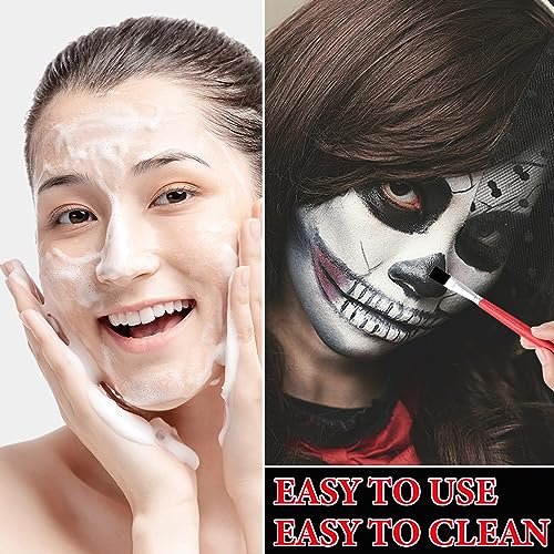 Clown Black White Red Face Paint,Professional Waterproof Body Paint Halloween Makeup Kit Face Paint Clown Cosplay Costume Joker SFX Zombie Face Painting White Makeup