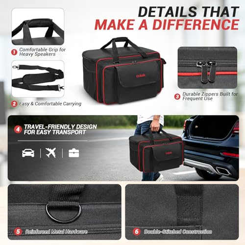 ORKELS Portable Speaker Bag 8Inch for EON Series Speakers, Water-Resistant, Padded, Durable Carry Case with Shoulder Strap (8'' Speaker: EON Compact, IRX108BT) - size: For 8'' Speaker