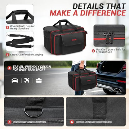 ORKELS Portable Speaker Bag 8Inch for EON Series Speakers, Water-Resistant, Padded, Durable Carry Case with Shoulder Strap (8'' Speaker: EON Compact, IRX108BT) - size: For 8'' Speaker