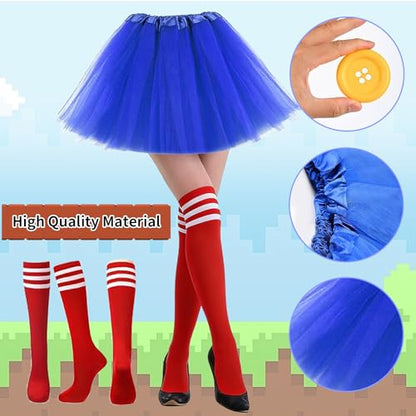 7 Pcs Halloween Cosplay Costumes Accessories Set for Women Plumber Costume Outfit Cosplay Party Tutu Hat - color: Red