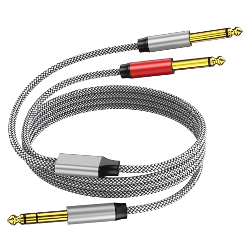 3ft Insert Cable - Dual 1/4 Mono to Stereo Breakout Y Splitter Compatible with Amplifiers, Mixers, Guitars, Speakers and More - color: 6.35mm to 2x6.35mm Audio Cable, size: 3 feet