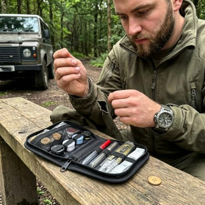 Army Sewing Kit for Adult Men Military Survival Emergency Sewing Kit Button | Black Army Sewing Kit, Military Survival Emergency Sewing Kit Travel with Buttons Nylon Portable Small Travel Field EDC - color: Black