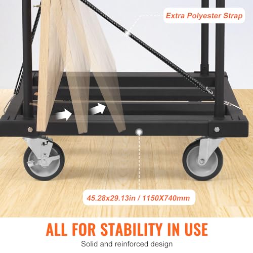 VEVOR Folding Table Cart, Heavy Duty Table Trolley with 5" Swivel Wheels, 1800 LBS Drywall Dolly Cart for Garage, Home, Warehouse, Party Event Hotel Furniture 10 Table Capacity | 1800 LBS Steel Drywall Dolly Cart for Garage, Home, Warehouse, Party Event H