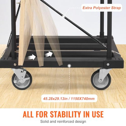 VEVOR Folding Table Cart, Heavy Duty Table Trolley with 5" Swivel Wheels, 1800 LBS Drywall Dolly Cart for Garage, Home, Warehouse, Party Event Hotel Furniture 10 Table Capacity | 1800 LBS Steel Drywall Dolly Cart for Garage, Home, Warehouse, Party Event H