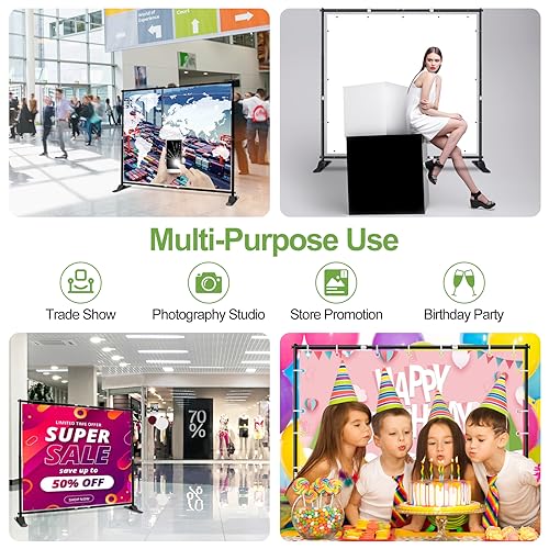 FUDESY 10x10ft Backdrop Banner Stand, Heavy Duty Step and Repeat Stand Kit | Adjustable Photography Background Frame Stand with Carrying Bag for Trade Show Display Photo Booth Parties Wedding Exhibition - size: 10x10ft