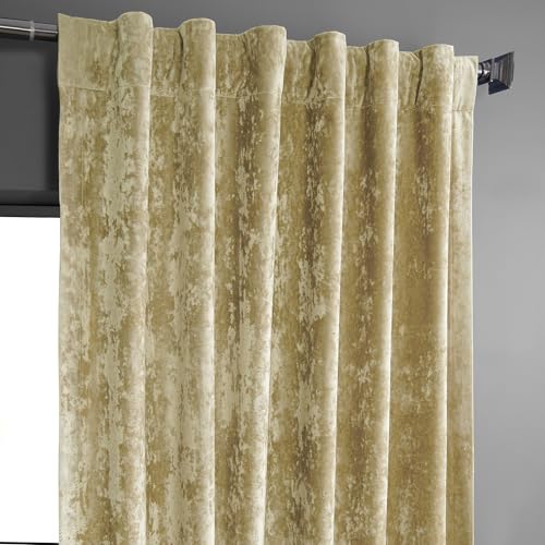 HPD Half Price Drapes Lush Crush Velvet Curtains - Room Darkening Curtain 84 Inches Long for Bedroom & Living Room, Luxury Look, Rod Pocket Design, (1 Panel), 50W x 84L, Gold - color: Gold, size: 50"W x 84"L (Pack of 1)