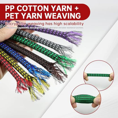 Expandable Braided Cable Sleeve, PP Yarn + PET Braided Expandable Sleeving Cable Management Protection High Density PET Wire Cover Sheath for Cables (Green Black, 12mm (15/32")-19ft) - color: Green Black, size: 12mm (15/32")-19ft