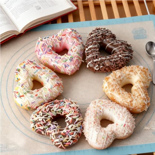 Fake Donuts 6PCS Artificial Doughnut Dessert Heart-Shape Artificial Cake Dessert Fake Cupcake Faux Food Model Realistic Donuts for Decoration Display Photography Props