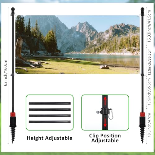 FUMMI Outdoor Banner Pole with Ground Stake, 4-Section Adjustable Stainless Steel Banner Stand for 3–10FT Horizontal Banners, Portable Yard Sign Display (Hardware Only)