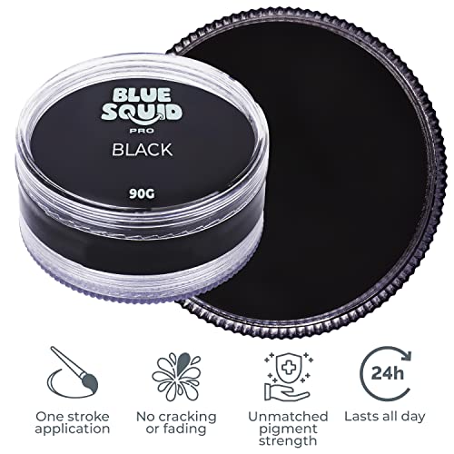 Blue Squid PRO Face Paint - Professional Water Based Single Cake Facepaint & Body Paints - SFX Makeup, Kids Adults Face Painting for Costume, Halloween, Cosplay - Classic Black 90g / 3oz - color: Classic Black 90g