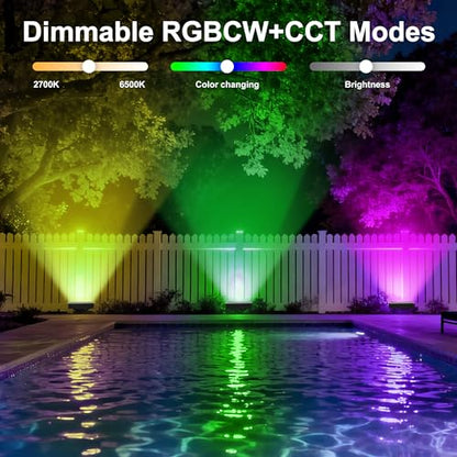 Smart Flood Lights Outdoor 180W RGBCW Color Changing LED Floodlight – WiFi APP & Voice Control, 2700K-6500K Tunable White, 50 Modes Music Sync, IP65 Waterproof Wall Washer Light - size: 180W RGB+Tunable White(2700-6500K)