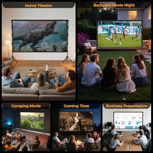 100 Inch Projector Screen with Stand, Portable Outdoor Movie Screen - size: 120"-275x200cm
