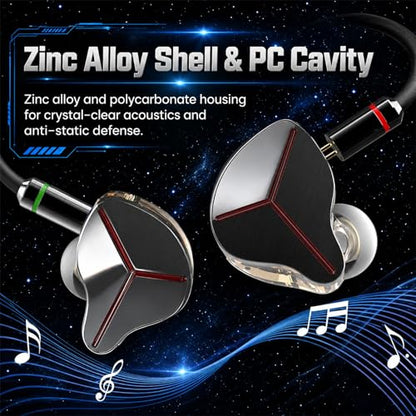in Ear Monitor Headphones with Mic,USB C,HiFi Gaming IEM | 2-Pin Silver-Plated Detachable Cable,Wired Gaming Earbuds for Gamer/Singer/Musician/Audiophile/Drummer