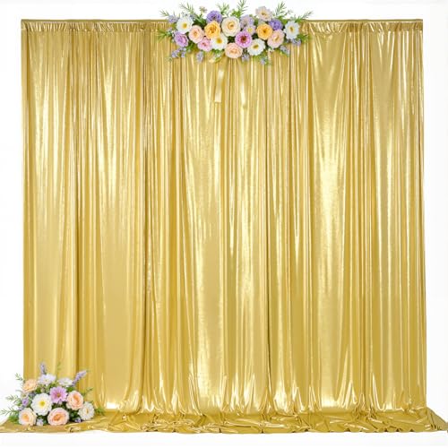 20x10ft Gold Backdrop Curtains Wedding Party Glitter Sequin Curtain Backdrop Fabric Shimmer Drapes Backdrop Bridal Baby Shower Birthday Christmas Photoshoot Background Photography 5x10FT，4 Panels - color: Gold, size: 20ft X 10ft(4 Panels 5ft X 10ft)