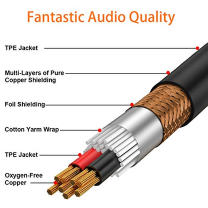 Tisino 1/4" TRS Extension Cable, 1/4" Headphone Cord Extender, 10 FT | 6.35mm Headphone Extension Cable for Guitar, Amp, Speaker, Gold-Plated 1/4" TRS Male to Female Quarter Inch Audio Jack Cord - size: 10 feet