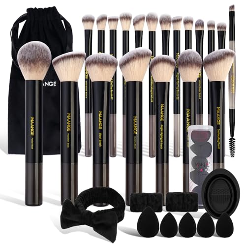 MAANGE Makeup Brushes 30 Pcs Makeup Kit, Multi-functional Makeup Tool Set with 20 Pcs Makeup Brush Foundation Brush Make up Brushes Set with Bag,Black - color: Black