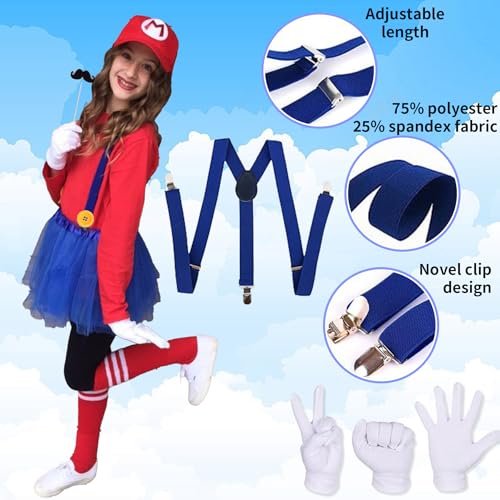 7 Pcs Halloween Cosplay Costumes Accessories Set for Women Plumber Costume Outfit Cosplay Party Tutu Hat - color: Red