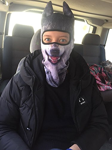 WTACTFUL 3D Animal Ears Balaclava, Breathable Face Mask for Halloween | Stand-Up Ears, Windproof Dustproof, Quick-Dry, No Fade Print, Soft, for Music Festivals Raves Ski Snowboard Moto Party - color: Gray Coyote Meb-10