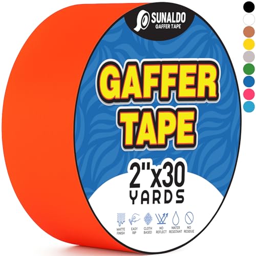 Gaffers Tape (2" x30 Yards) Heavy Duty, Easy Rip, No Residue | Red | Professional Grade Floor Tape for Electrical Cords, Matte Finish Non Reflective, Weather Resistant - color: Red, size: 2" x 30 Yards