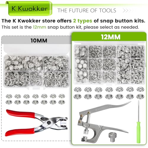 K Kwokker Pearl Snaps for Fabric w/Snap Pliers, 140 Set, 12mm Metal Snap Button Kit for Clothing, Shirts, Onesie, Romper, Denim, Bag, Sewing Supplies, Snap Fastener Tool for Clothes - color: B. Pearl White