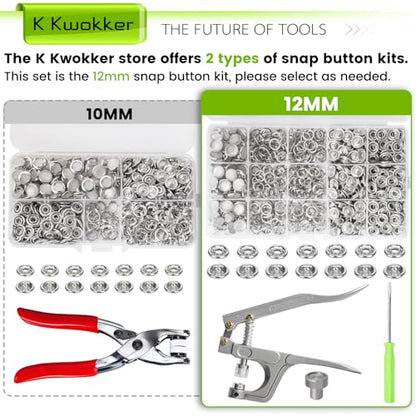 K Kwokker Pearl Snaps for Fabric w/Snap Pliers, 140 Set, 12mm Metal Snap Button Kit for Clothing, Shirts, Onesie, Romper, Denim, Bag, Sewing Supplies, Snap Fastener Tool for Clothes - color: B. Pearl White