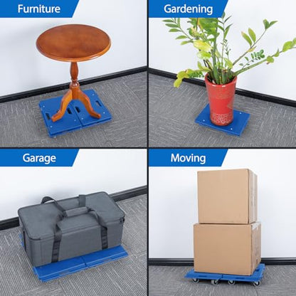 2 Pack Furniture Dolly 4 Wheels Upgraded Dollies Connectable with 4 Wheels Small Flat Dolly Cart with 500 LBS Capacity for Heavy Appliance, Blue - color: Blue, size: 2 Pack
