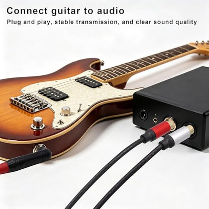 1/4 inch to Dual RCA Audio Cable 1.6ft, Gold Plated Right Angle 6.35mm Quarter inch Male TRS Stereo Plug to 2 RCA Phono Female Audio Y Splitter Cable,0.5m