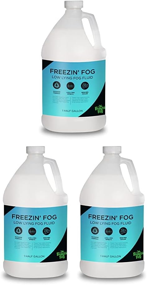 Froggy's Fog Freezin Fog, Low-Lying Ground Fog Fluid for Professional and Home Haunters, Theatrical Effects, and More, Half Gallon (Pack of 3) - size: Half Gallon (Pack of 3)