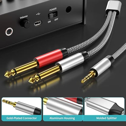 1/8 Stereo to Dual 1/4 Mono Cable 10ft, 3.5mm to Dual 1/4 Cable, 1/8 inch TRS Stereo to Dual 1/4 inch TRS Splitter - color: 3.5mm to 2x6.35mm Audio Cable, size: 10 feet