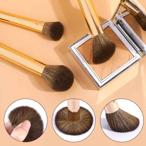 MAANGE 14-Piece Makeup Brush Set with Aluminum Ferrule- Premium Synthetic Makeup Brushes Kit Foundation Powder Brush Eye Shadow for Beginners & Professionals(Gold Coffee) - color: Gold Coffee