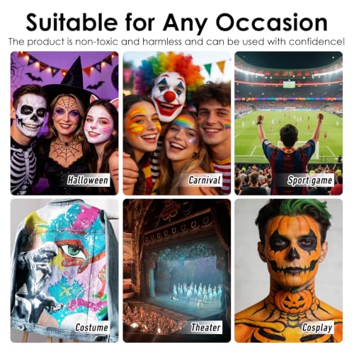 Water Based Cream Face Body Paint Palette, Halloween Makeup Paint (Purple) | Professional Water Activated Non-toxic Washable Face Paint for Adults, Halloween Carnival Cosplay, SFX Theater Makeup - color: Purple