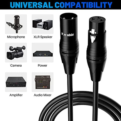 Kxable XLR Microphone Cable 25 Feet, 3 Pin Shielded Balanced Male to Female Mic Cord, Zinc Alloy Shells, OFC, Heavy-Duty Patch Cable for Amplifier, Speaker, Mixer with 5 Cable Ties - size: 25 Feet, style: 1-Pack