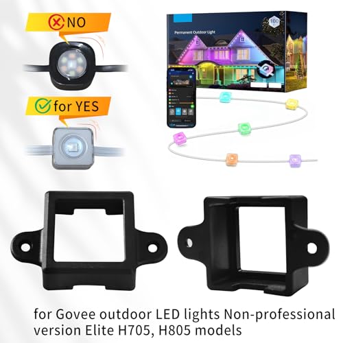 40 Set Light Clips Compatible with Govee Permanent Outdoor Lights Extension | for Govee H705A, B, C, H805 Outdoor Light Mounting Bracket Clips & Screws Not Compatible with Govee Pro Version Lights(Black) - size: 40 PCS Black for H705 H805