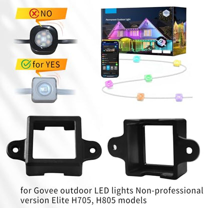 40 Set Light Clips Compatible with Govee Permanent Outdoor Lights Extension | for Govee H705A, B, C, H805 Outdoor Light Mounting Bracket Clips & Screws Not Compatible with Govee Pro Version Lights(Black) - size: 40 PCS Black for H705 H805