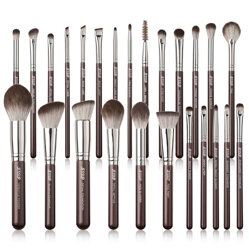 Jessup Makeup Brushes Set Professional 25pcs Premium Synthetic Make up Brushes for Foundation Eyeshadow Blending Concealer Blush Contour Bronzer Eyeliner Eyebrow, Shimmer Brown T511 - color: Shimmer Brown