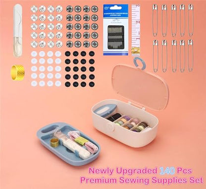 FKOG Sewing Kit, 135 Pcs Family Sewing Project Kit Travel Sewing Supplies Repair Kit Sewing Thread Accessories DIY Sewing Supplies Organizer (PP Sewing kit) - style: PP sewing kit