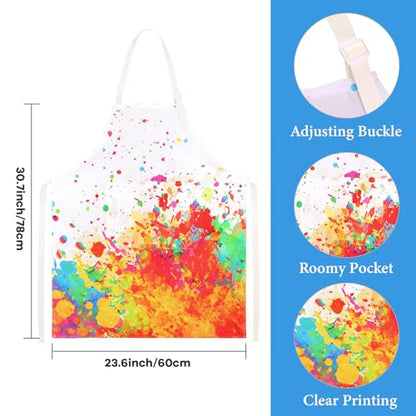 Kyson Artist Costume for Adult 8 Pcs Painter Halloween Dress Up with Beret Apron Palette Paint Brushes Earrings Bandana Beard - color: White Splatter Apron