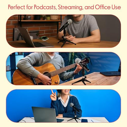 Pyle Desktop Microphone Stand - Heavy Duty Die-Cast Metal Tripod - Adjustable height 4.7” to 8.7” H, Heavy Duty Clutch Supports up to 5 Lbs. - Ideal for Podcasts, Desktop Recording, Office - PMKSDT25