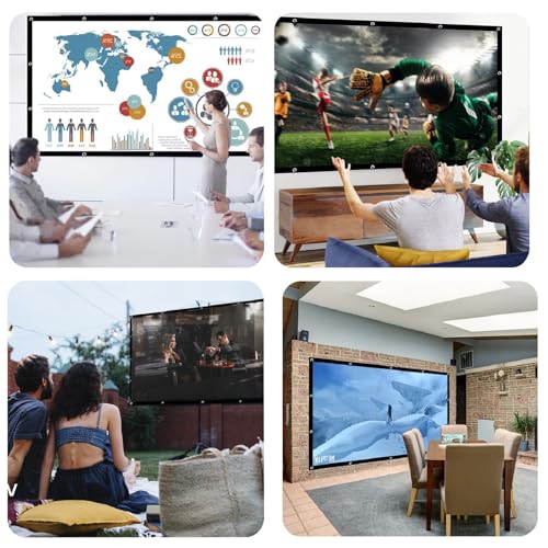 Projector Screen Portable Movies Screens 16:9 Foldable Wrinkle-Resistant Fabric with Dual Adhesive/Nail Hooks for Stable Wall Mount, Ideal for Home Theater & Movie Nights (150 inches) - size: 150 inches