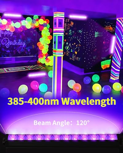 45W Black Light Bar with 6ft Cord+Switch, for Neon Glow Party Halloween | LED Blacklight Fixtures 385-400nm, Light Up 25x25ft Area for Body Paint Fluorescent Tapestry Poster Classroom Bedroom, 1Pack - size: 45W-1Pack